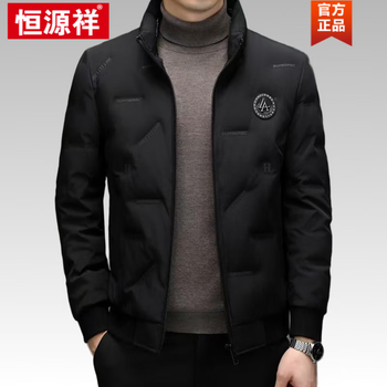 Hengyuanxiang 2025 new middle-aged and elderly men's winter down jackets casual fashion jackets dad's white duck down jackets brand high-end men's clothing black l