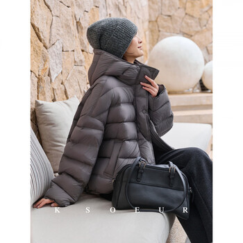 Ksoeur k sister cloud spare ribs hooded puff lightweight cloud sense 0 pressure 95 duck down jacket women gray s 85-105 jin