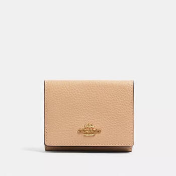 Coach women's tri-fold wallet design coin storage snap button closure built-in card slot black top