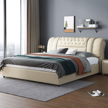 Baiyin leather bed 18m master bedroom 2m large bed tatami double storage children's bed technology fabric 15m bed modern and simple single leather bed without mattress without bedside table 1500mm*2000mm frame structure