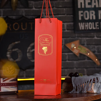 Fantasy red wine packaging gift box empty box double handbag only gift bag single wine bottle packaging bag red single handbag (5 pieces)