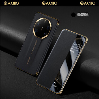 Eagllo is suitable for huawei mate80promax mobile phone case, lens protection, anti-fall, first-layer cowhide, anti-fingerprint cooling, mate80 protective cover, high-end magnetic flip cover, 80rs leather case, new mate80rs extraordinary master, dark black, magnetic smart flip cover