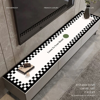 Tv cabinet table mat dinner side counter top desktop protection mat 2025 new light luxurious desktop waterproof and oilproof qingmeng 35*320 cm