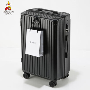 Scarecrow (mexican) suitcase new multifunctional password box 20-inch small trolley suitcase boarding case for boys 24-inch suitcase suitcase classic black thickened wear-resistant + hook 20 inches