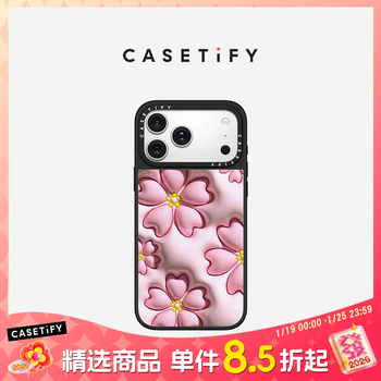 Casetify sakura series puff sakura suitable for iphone17/16/15 air/pro/max mirror magnetic magsafe phone case mirror black frame magsafe iphone 17 pro max