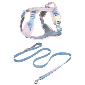 Zooland dog chest and harness leash small, medium and large dog walking i-shaped explosion-proof, shockproof and escape-proof pet chain monet pink chest and harness + traction rope m size (chest 46-86cm) recommended 30-55 catties