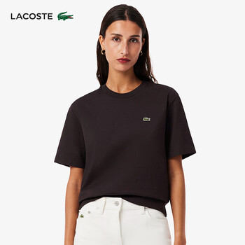 Lacoste french crocodile women's 26 spring new loose casual cotton short-sleeved round neck t-shirt | tf7215 3la/leather brown xs