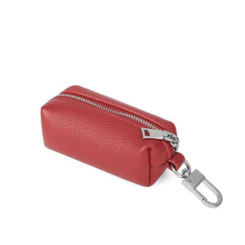 Ye yu men's large capacity soft leather key bag multifunctional and practical waist trailer key zipper coin purse women's small and simple big red