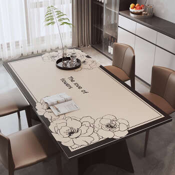 Fantasy dining table mat, living room rectangular coffee table tablecloth mat, rosewood, pebbled leather, 80x150cm, supports customization
