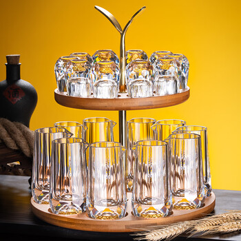 Notics crystal diamond faceted gold foil white wine glass set creative turquoise household glass wine dispenser one cup wine cup (10 pots 10 cups) diamond faceted gold foil style + round cup holder