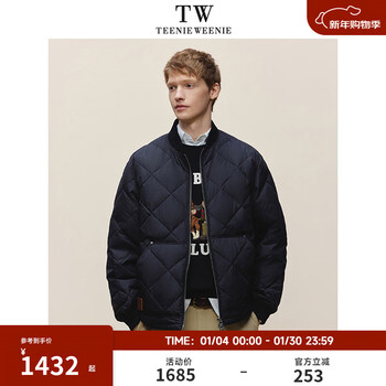 Teenie weenie bear men's american outdoor daily water-repellent quilted baseball down jacket black m