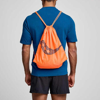 Saucony women's drawstring bag storage equipment portable suspension storage quick opening and closing orange lightweight waterproof vizired graphic one size
