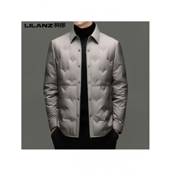 Lilanz men's down jacket winter new casual business middle-aged men's lapel thickened warm jacket khaki 8001 l (175) size (recommended 130-145 pounds)