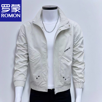 Romon 2026 fashion trendy men's spring and autumn stand collar jacket korean style casual handsome top new product apricot (268) m (90-jin)