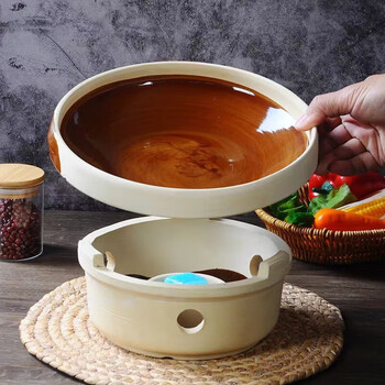 Tuojin jingdezhen craft ceramic hot pot high temperature resistant stew pot clay pot alcohol stove hot pot soil bowl household specialties shallow bowl 23cm