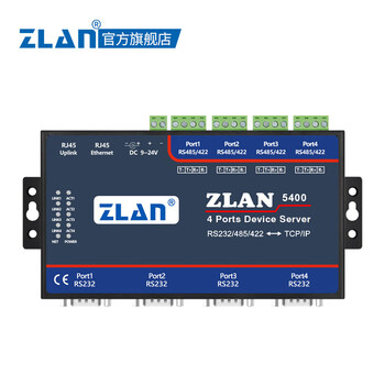 Zlan multi-serial server 4-port 4-way rs232/485/422 to ethernet rj45 shanghai zhuolan zlan5400
