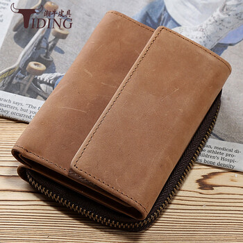 Strictly selected domestic wallets, men's short wallets, women's vertical wallets, 30% off crazy horse leather wallets