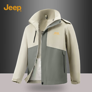 Jeep jeep spring soft shell color block jacket men's water repellent loose comfortable jacket running fitness hiking top men