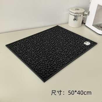 He jiagong milk tea shop drain mat coffee bean coffee bar mat non-slip mat coffee utensil storage mat milk tea shop coffee coffee bean style 50*40 cm classic black drain mat