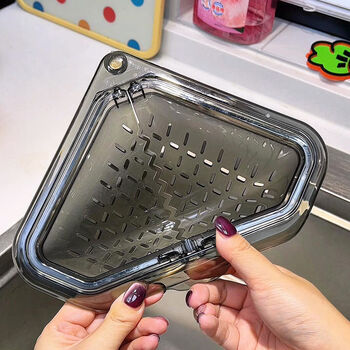 Fantasy triangular drain basket magnetic kitchen cleaning food residue storage rack drain rack filter translucent gray strong magnetic suction ready in stock