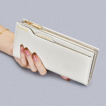 King ralph lauren polo genuine leather wallet women's long version 2025 new handbag coin purse driver's license card holder off-white - oil wax first layer cowhide comes with removable card holder