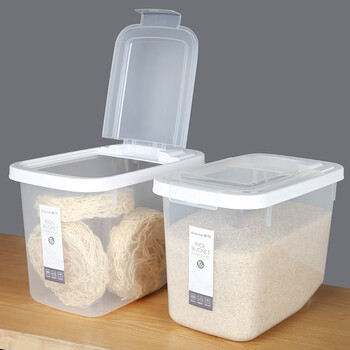 Camellia rice bucket kitchen thickened dustproof sealed rice storage box rice storage box flour bucket miscellaneous grain bucket large size 2 pack (20 pounds)