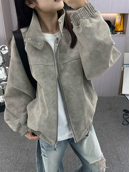 Shelley jones american tie-dye pu leather short coat men's spring and autumn stand-up collar plus velvet cotton design niche work jacket gray jacket 3xl recommended 160-180 pounds