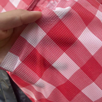 Fantasy classic red grid tablecloth bbq restaurant food stall lobster shop round table square tablecloth stone cloth 100 red grid 1.8m x 1.8m