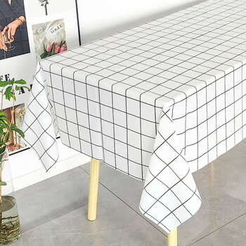 He jiagong stone cloth disposable tablecloth rectangular flower blooming rich tea restaurant hotel restaurant round table waterproof thickened tablecloth stone cloth black and white plaid rectangular 1.0x1.4m 10 sheets