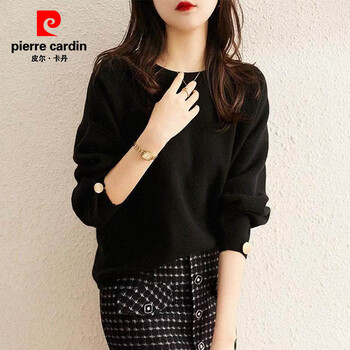 Pierre cardin (pierre cardin) red knitted bottoming shirt for women in spring, autumn and winter, plus size, fashionable, fashionable and stylish, with a sweater inside, a european top, black, elegant, high-end, socialite/slim, with a bottoming shirt/online celebrity, m 80-100 pounds