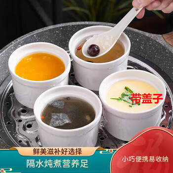 Tuojin small earthenware pot soup stew pot, household old-fashioned stew pot, jar, water-proof stew pot, one-person steaming pot, commercial soup ((+ cover) - 1 piece white stew pot 400ml
