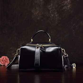 Tanbeiman genuine leather women's bag first layer cowhide pillow bag soft leather handbag fashion crossbody bag 2025 new boston bag black