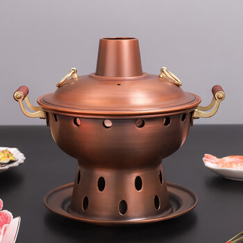 Tuojin imported high-quality copper hot pot from japan, one person, one pot, pure copper alcohol stove, small hot pot, single self-service environmentally friendly oil hot pot, pure copper single pot _ free fuel tank + one bottle of fuel 20cm