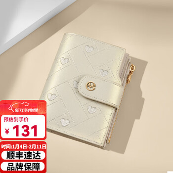 Golf (golf) wallet women's leather short multi-card slot card holder women's multi-functional coin purse id bag gift box clutch bag for women pearl white