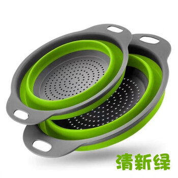 Tuojin double-layer folding drain basket silicone vegetable washing basket round retractable water filter basket fruit storage basket fruit plate clear fresh green square large