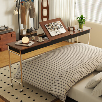 Svago smart island cross-bed table, second-hand solid wood bed table, household movable desk, bedroom bedside lazy computer long table, 175cm cross-bed table, suitable for 150 beds