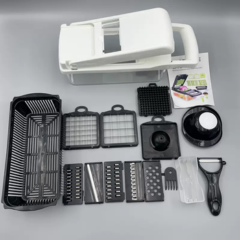 Yusenyi multifunctional vegetable cutter vegetable slicing and shredding kitchen multi-purpose grinding garlic potato radish grating press dicing artifact upgraded white and black 16-piece set