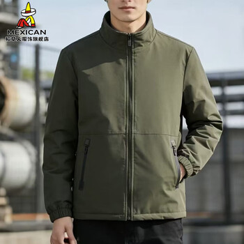 Scarecrow (mexican) velvet men's jacket winter double-sided thickened warm stand-collar executive jacket men's business dad wear military green double-sided warm (light panel) velvet xl