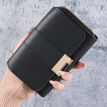 Fashion new women's wallet with multiple card slots, large capacity wallet, retro multi-functional coin purse, exquisite goodies in stock, black