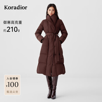 Kelaidier petal down 2025 winter new temperament high collar slim belt hourglass 90 goose down jacket gray purple m