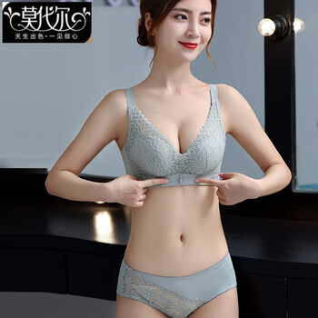 Modal lace red underwear set for women with small breasts, sexy latex thick and thin cups, no rims, red animal year bra 21815 an suit gray blue 75b 34
