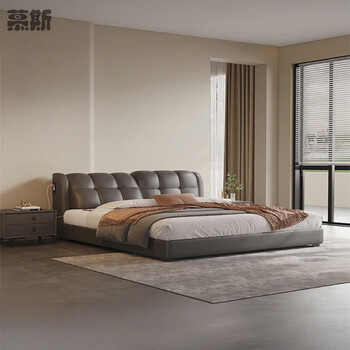Mousse 2026 new high-end modern simple multi-functional storage leather bed light luxury nordic master bedroom adjustable soft bed leather bed 10cm steel wood lattice frame丨standard version solid wood frame frame structure x 1500mm*2000mm