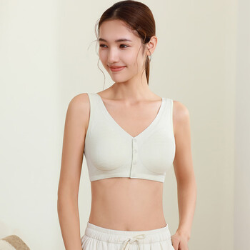 Haobo underwear female mother's front open button bra for middle-aged and elderly people modal comfortable bra hw2622 blue 80b (abc universal cup)