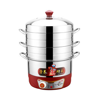 Tuojin imported quality timed non-porous electric steamer from germany, multifunctional household large-capacity multi-layer plug-in electric steamer, bottom pot (hot pot) + two-layer steaming rice grid (timed automatic power off 32cm