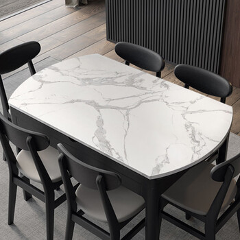 Fantasy oval table mat waterproof, anti-scalding, no-wash pvc leather silicone telescopic folding tablecloth coffee table tablecloth jazz white q elastic leather can be cut