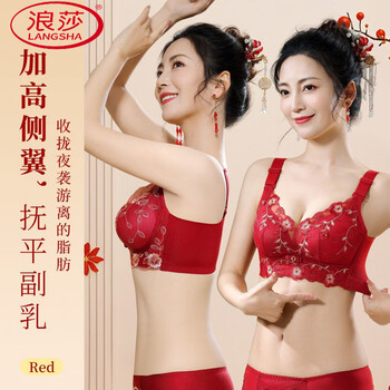 Langsha (langsha) hua feiting's zodiac horse year red underwear for women push up small breasts to look bigger without steel rims wedding bridal bra set ankola red - good things happen single piece m 36/80ab medium thickness about 2.5c
