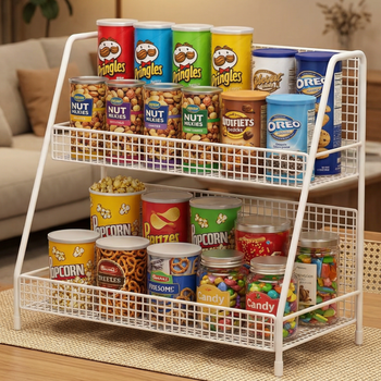 Zhizhi yifan desktop storage rack multi-layer simple snack rack on the table for home living room water cup storage rack kitchen countertop spice rack white - double layer 40cm regular flat style