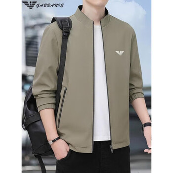 Armani (armani) men's jacket spring and autumn 2026 new business casual stand collar men's jacket young and middle-aged khaki official l 105-120 jin