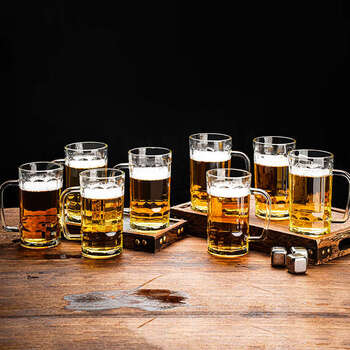 Yusenyi special tea cup glass dual-purpose drinking cup household beer cup with handle high-end tea cup thickened teahouse special thickened heat-resistant tea cup 4 pieces