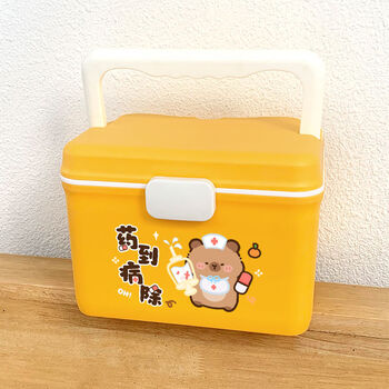 Fantasy cartoon creative medicine box home medical first aid box colorful medicine box storage box children's medical storage box yellow nurse card
